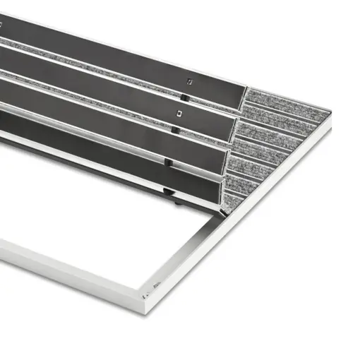 Wycieraczka pod drzwi wpuszczana do wnętrz na wymiar - Wkładka żebrowana - Aluminium Jasnoszary 17 mm 10 IM0054040