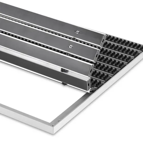 Wycieraczka pod drzwi wpuszczana na zewnątrz na wymiar - Szczotki - Aluminium Czarny Czarny 27 mm 21 IM0054057
