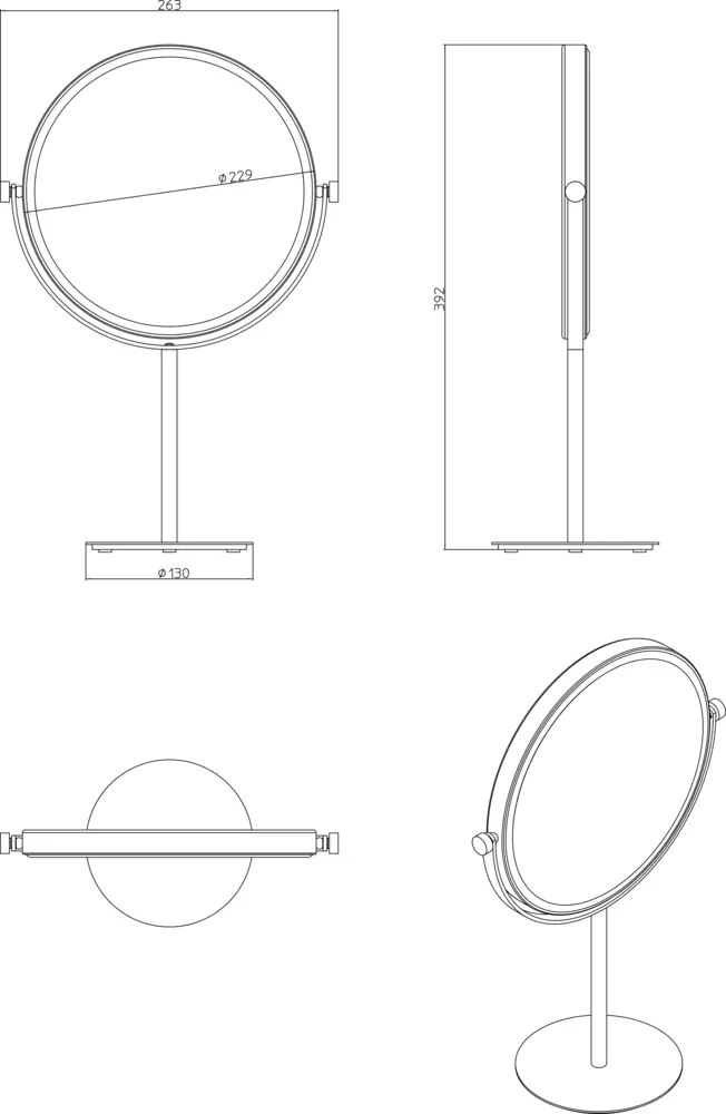 Frasco Sential Standspiegel, 3-fach, rund, Ø 229 mm – Bild 3