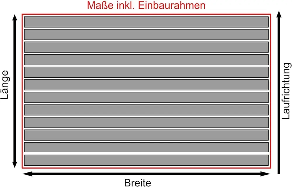SWmat Einbau Fußabstreifer Alu Textilbürste mit Einbaurahmen Grau 60 x 40 cm 17 mm – Bild 9